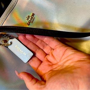 Limited edition holographic rainbow coach tote